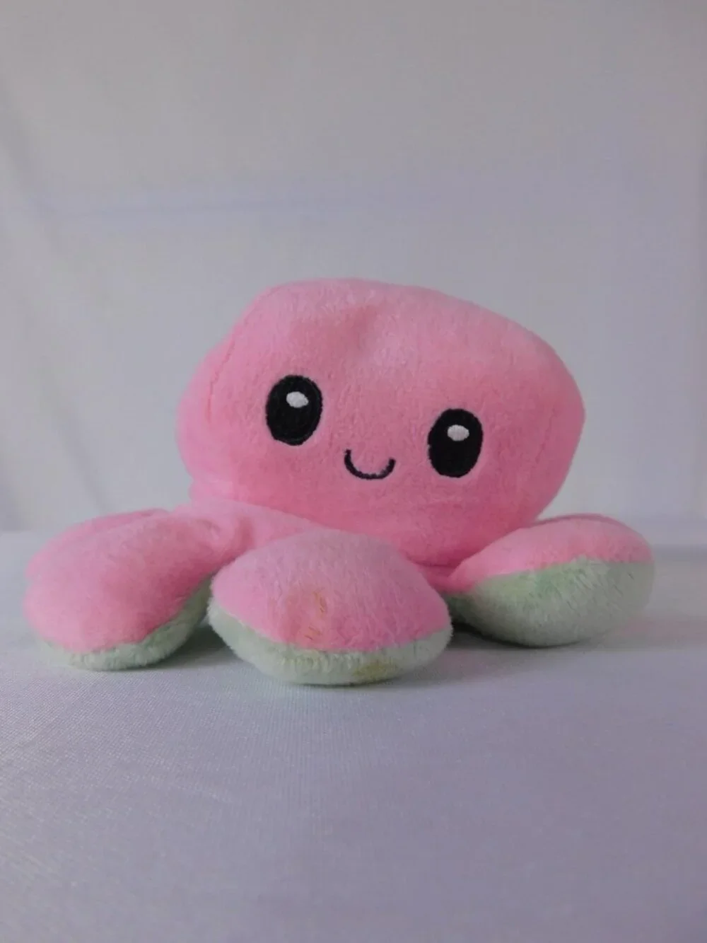 Reversible Octopus Plush Stuffed Toy Small Pink Green Happy Sad Kawaii